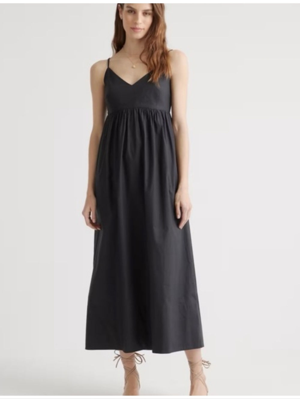 Quince Black Maxi Dress with Spaghetti Straps